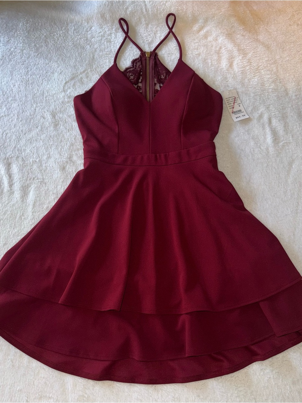 Camille La Vie NWT Garnet Lace Back Tiered Skater Dress Size 7/8